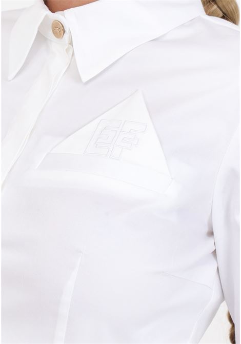 White women's shirt with golden buttons on the cuffs ELISABETTA FRANCHI | CA01941E2100